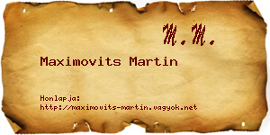 Maximovits Martin névjegykártya